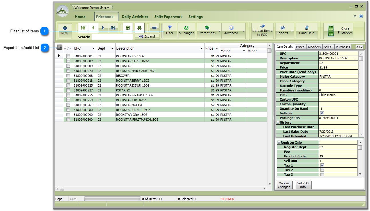 Create a list of Items to be audited