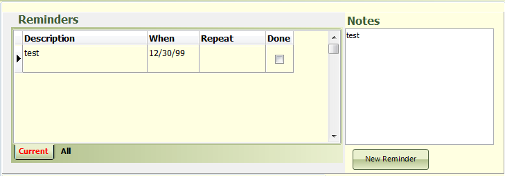3. Reminders area