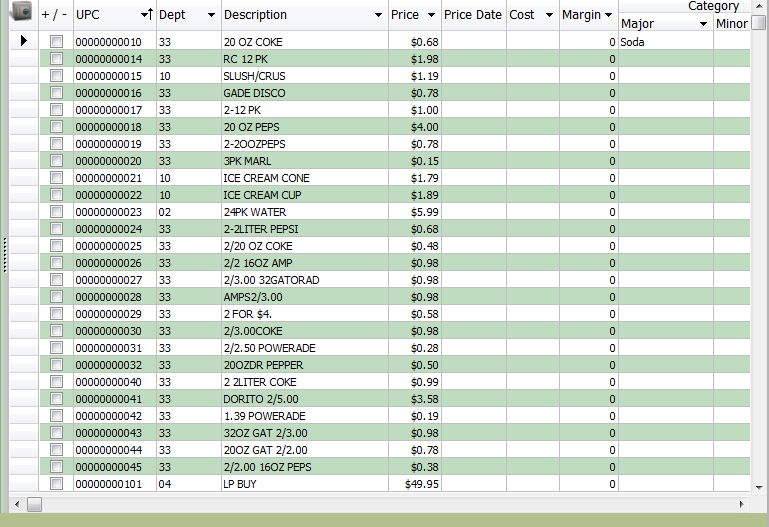 4. UPC Item Grid